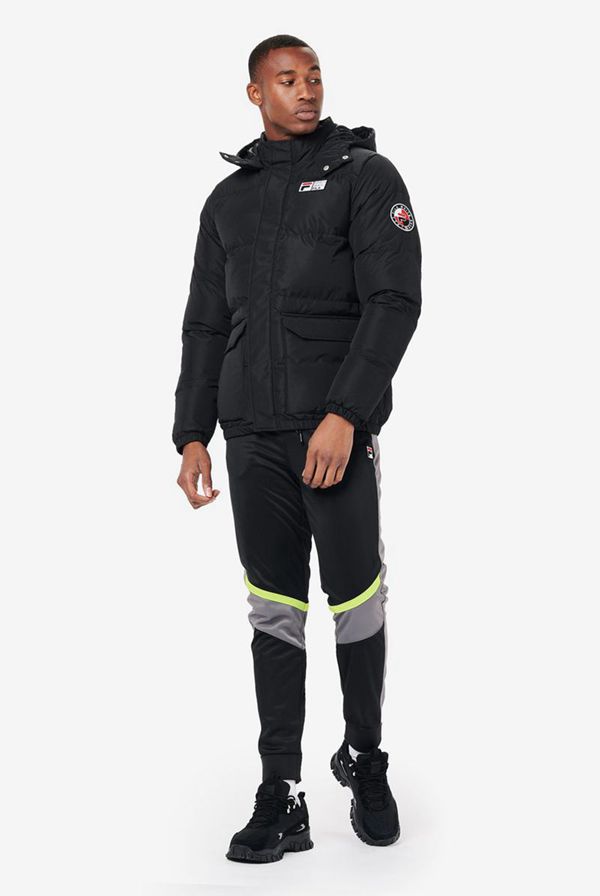 Fila Ortler Outdoor Puffer Men's Jackets - Black,NZ 560-2895